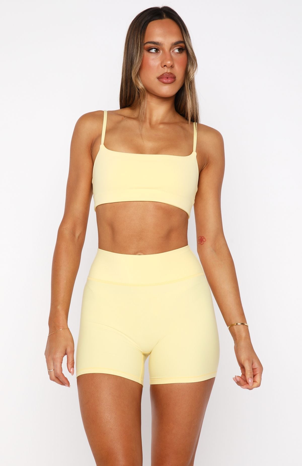 White Fox Keep Up High Waisted Shorts 4" Honey