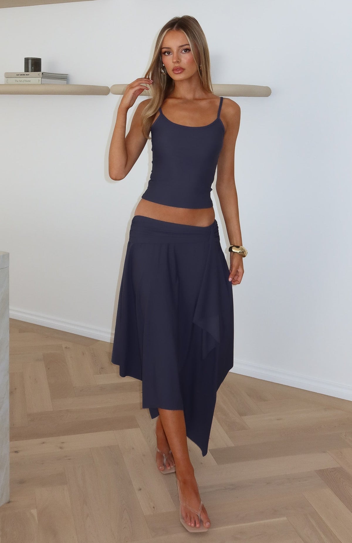 White Fox Free All Night Midi Skirt Steel