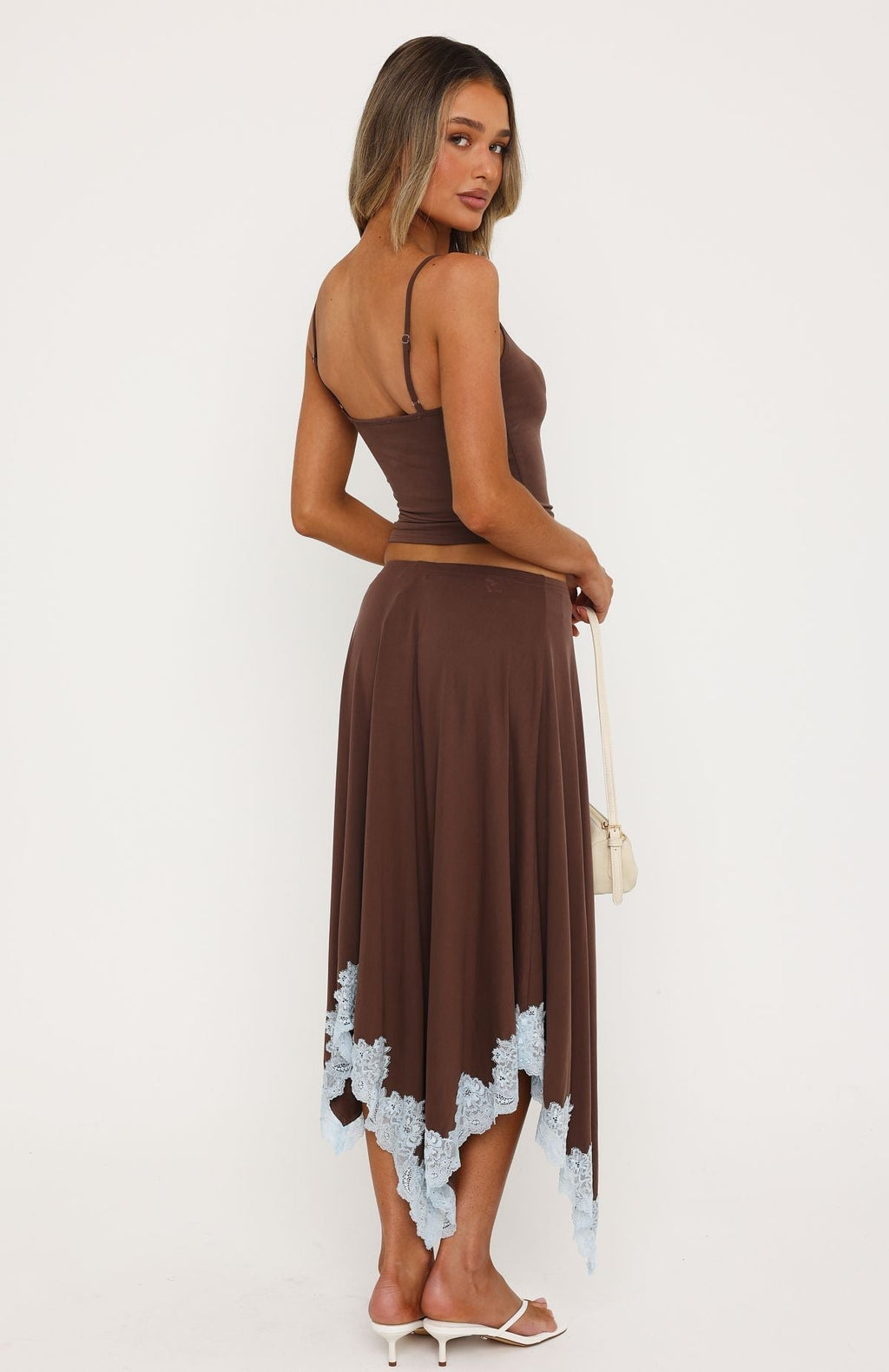 White Fox Bless Your Soul Midi Skirt Mocha