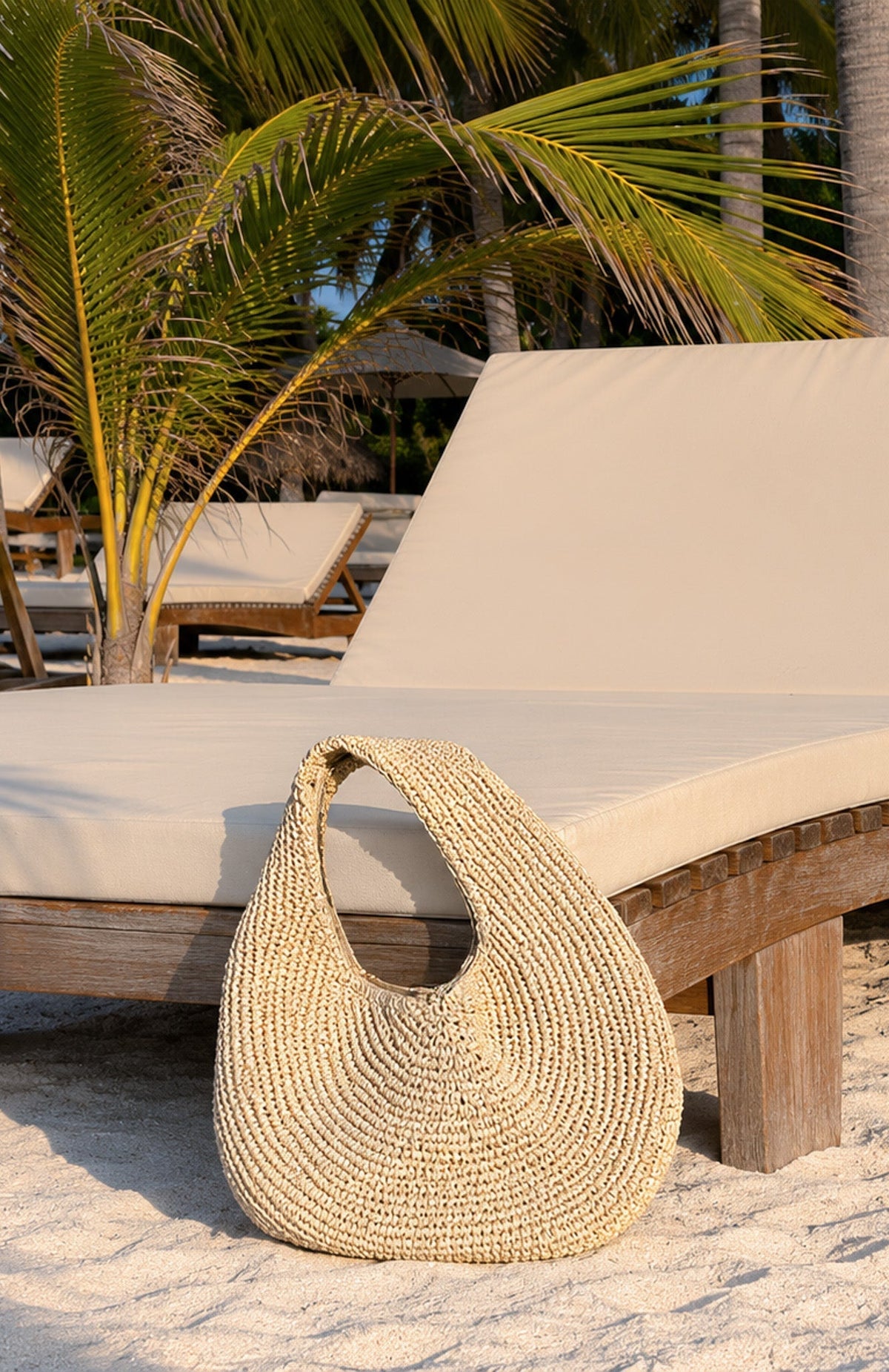White Fox Tanner Shoulder Straw Bag Sand