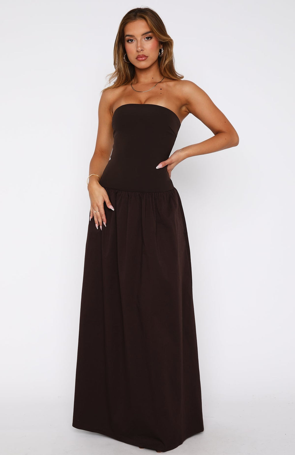 White Fox Take Back Maxi Dress Chocolate