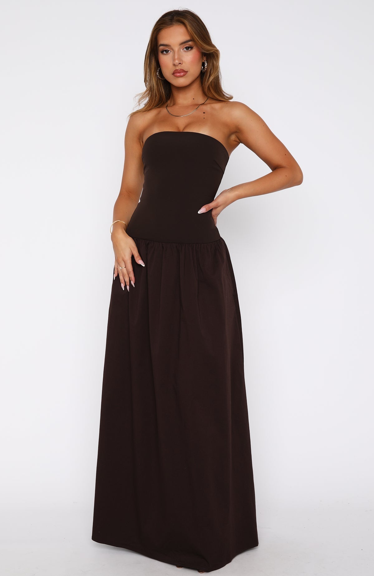 White Fox Take Back Maxi Dress Chocolate