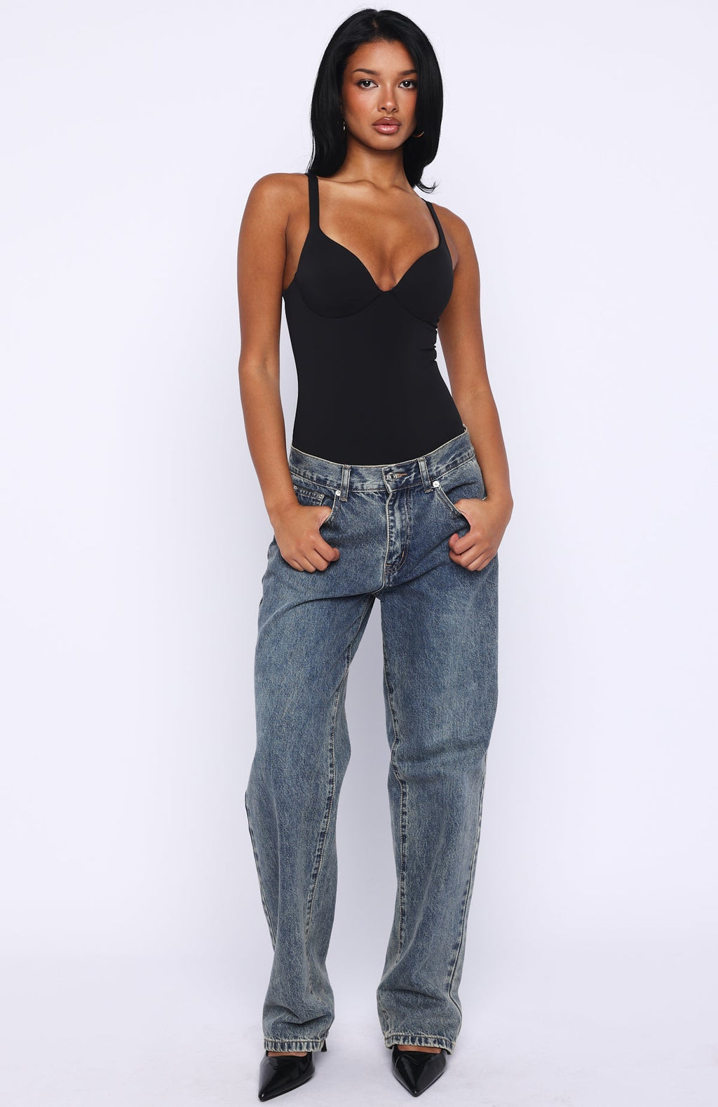 White Fox Feel Your Love Bodysuit Black