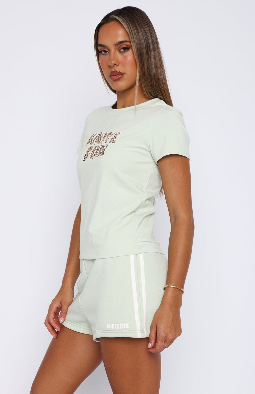 White Fox 11th Street She's So Lucky Relaxed Baby Tee Iced Matcha