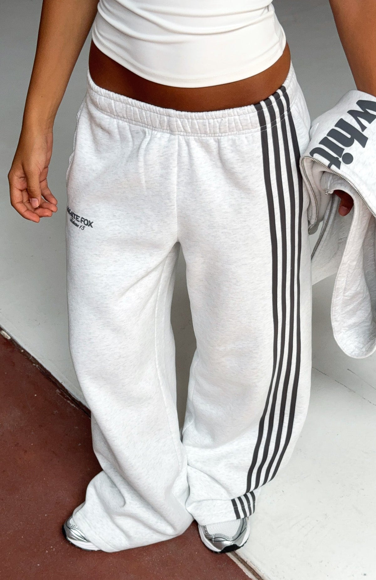 White Fox Release 15 Asalia Wide Leg Sweatpants Grey Marle