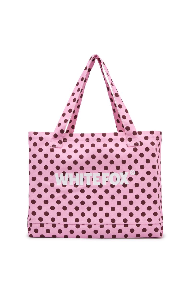 White Fox Circle Back To Me Tote Bag Pink/Burgundy Polka Dot