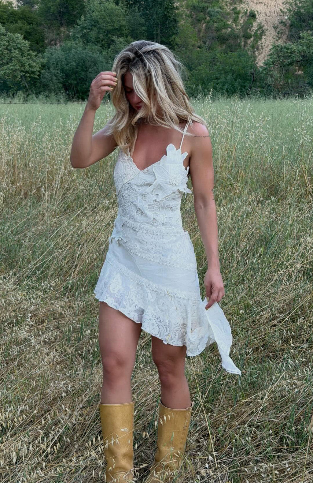 White Fox Midnight Run Mini Dress Vintage Cream