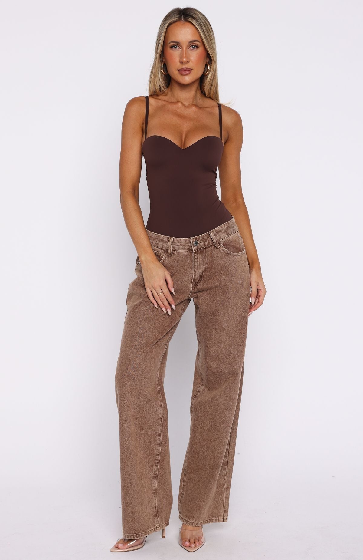 White Fox Stuck To You Bodysuit Chocolate