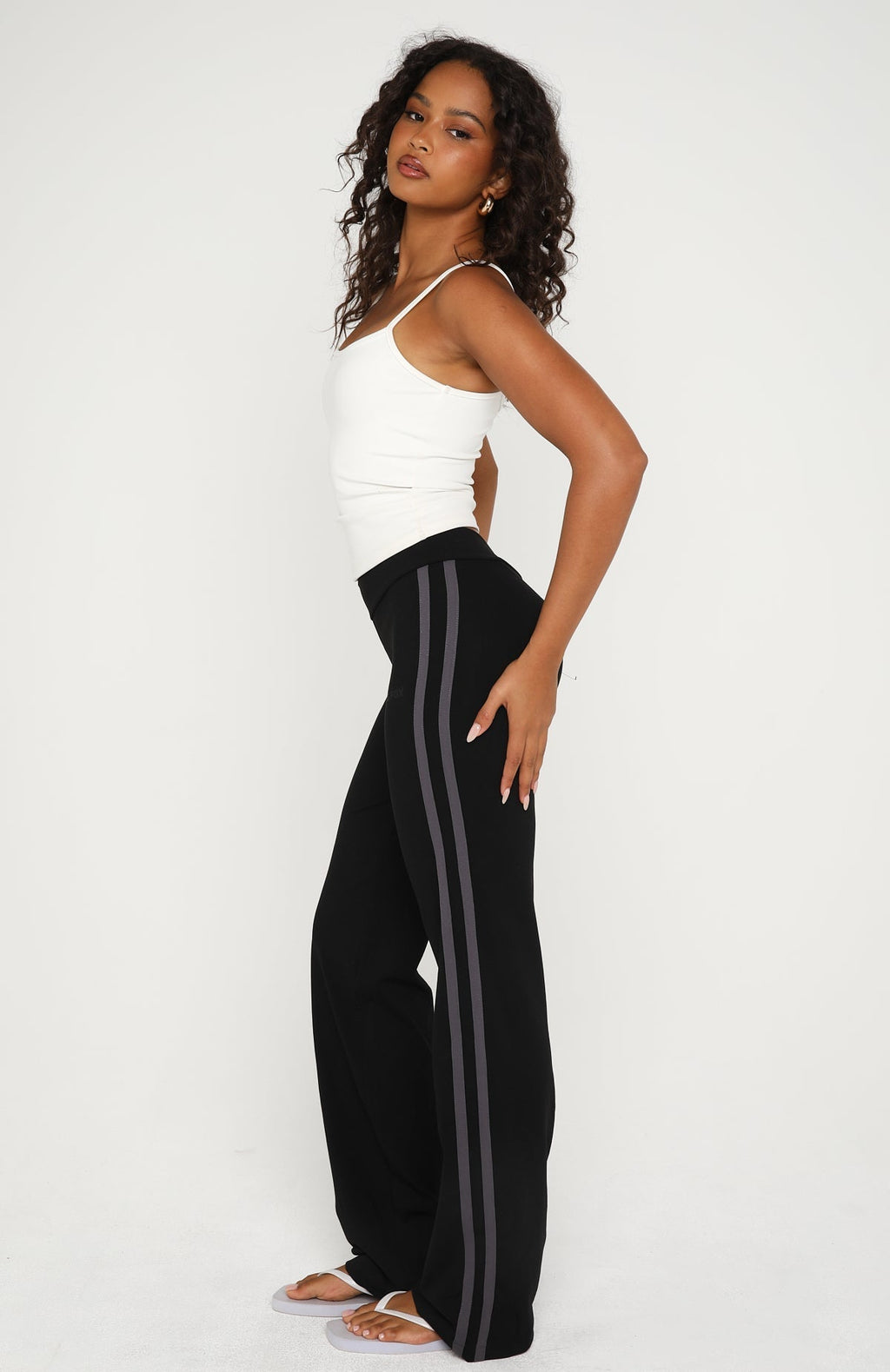 White Fox Almost Ready Straight Leg Pants Black