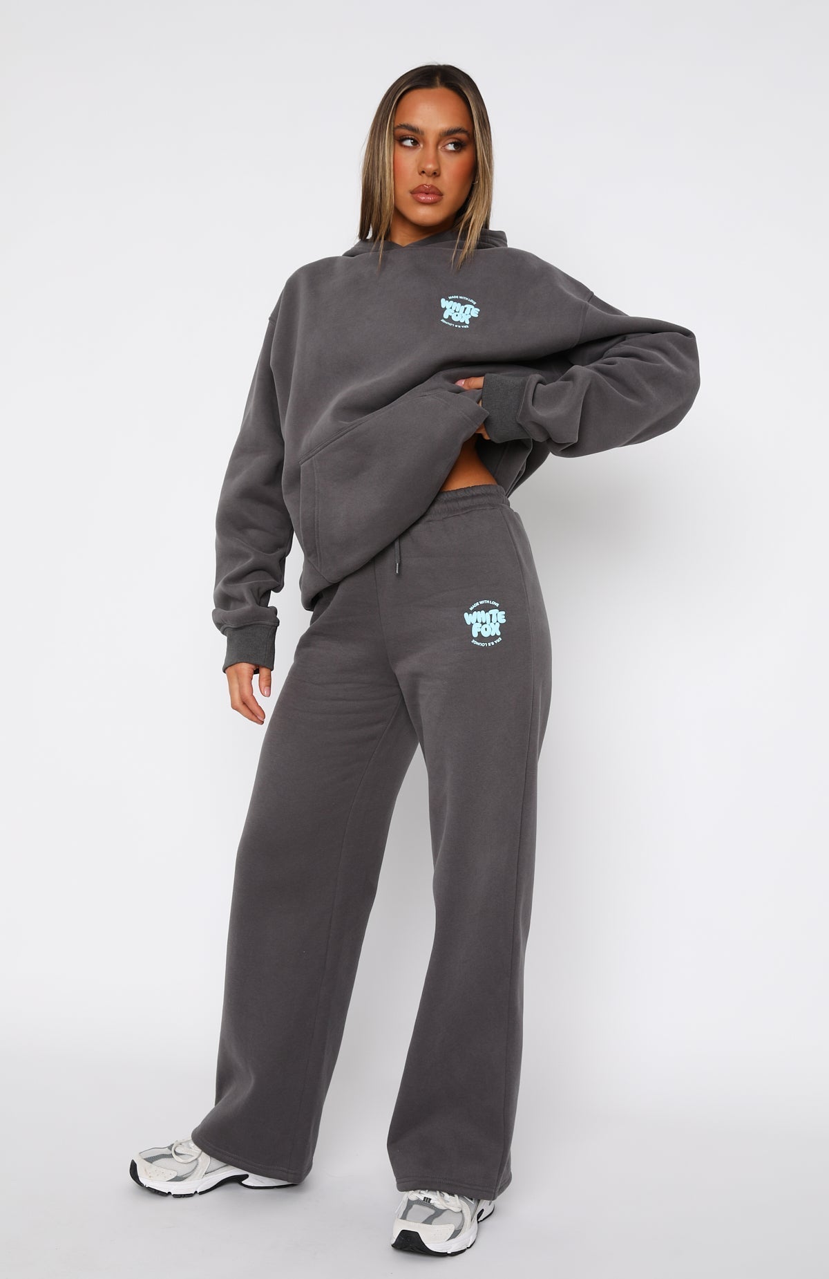 White Fox With Love For You Wide Leg Sweatpants Volcanic