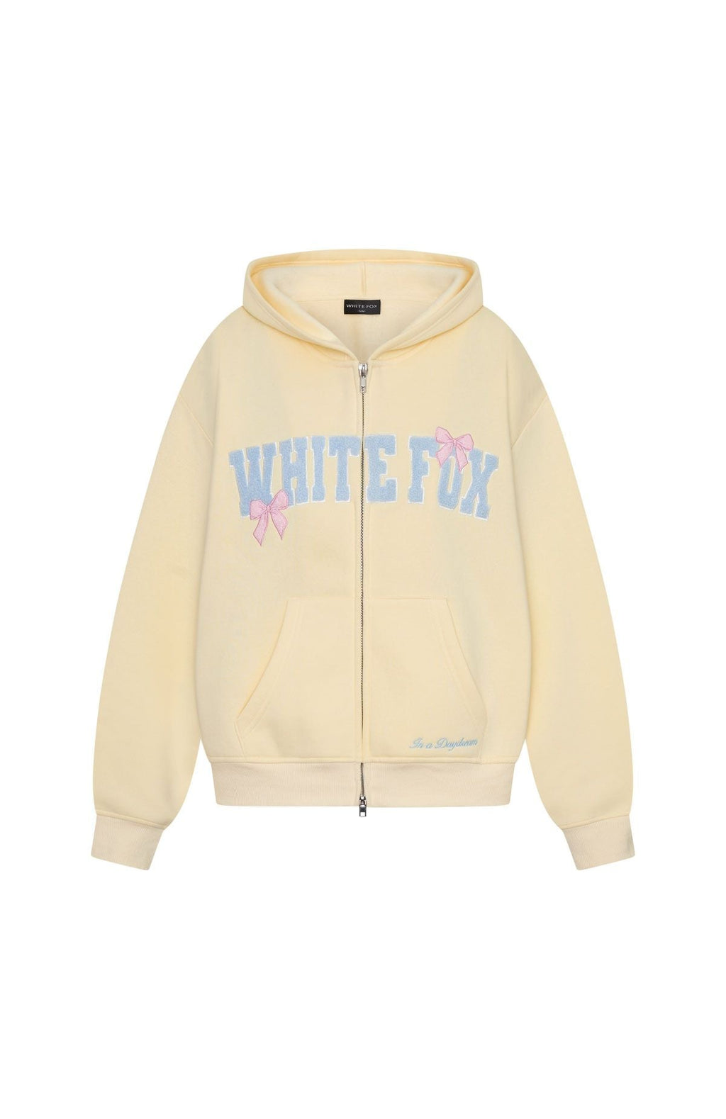 White Fox Daydreamers Madeline Boxy Zip Front Hoodie Lemon