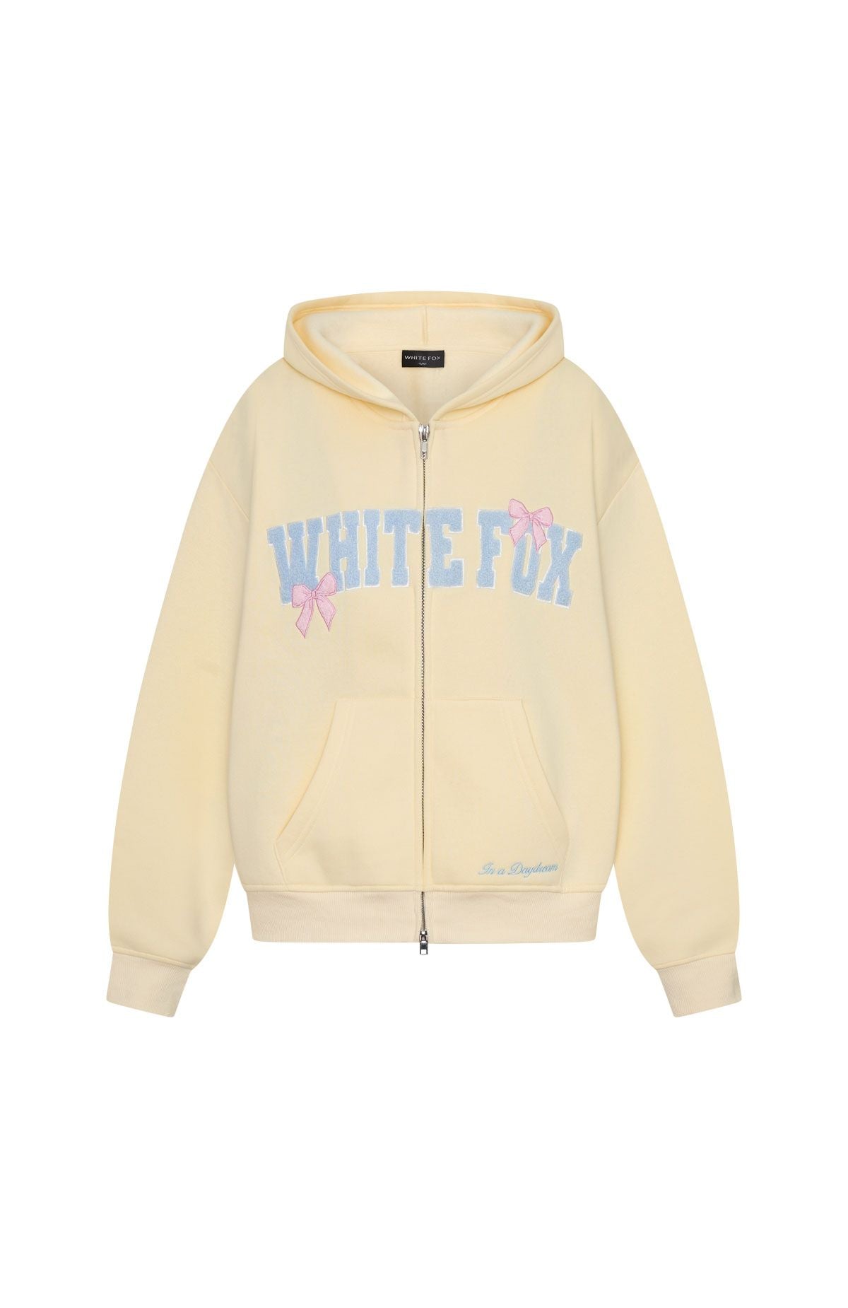 White Fox Daydreamers Madeline Boxy Zip Front Hoodie Lemon