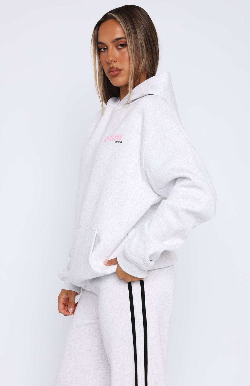 White Fox 11th Street She's So Lucky Oversized Hoodie Leopard Splice