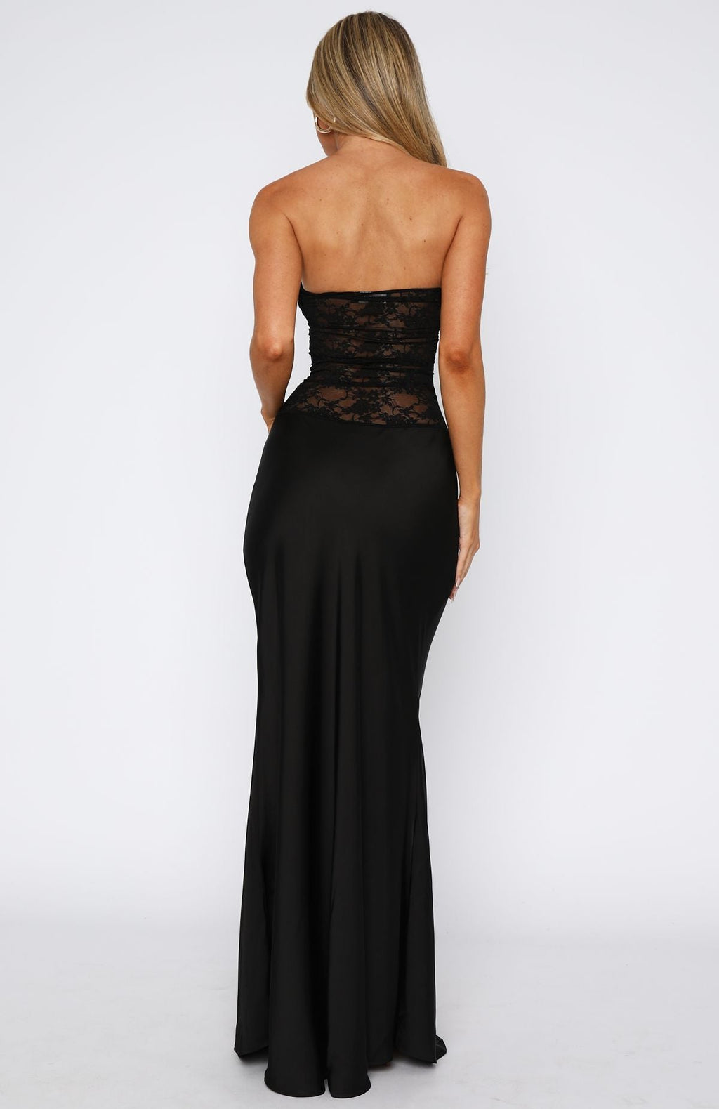 White Fox Fall In Love With You Strapless Maxi Dress Black
