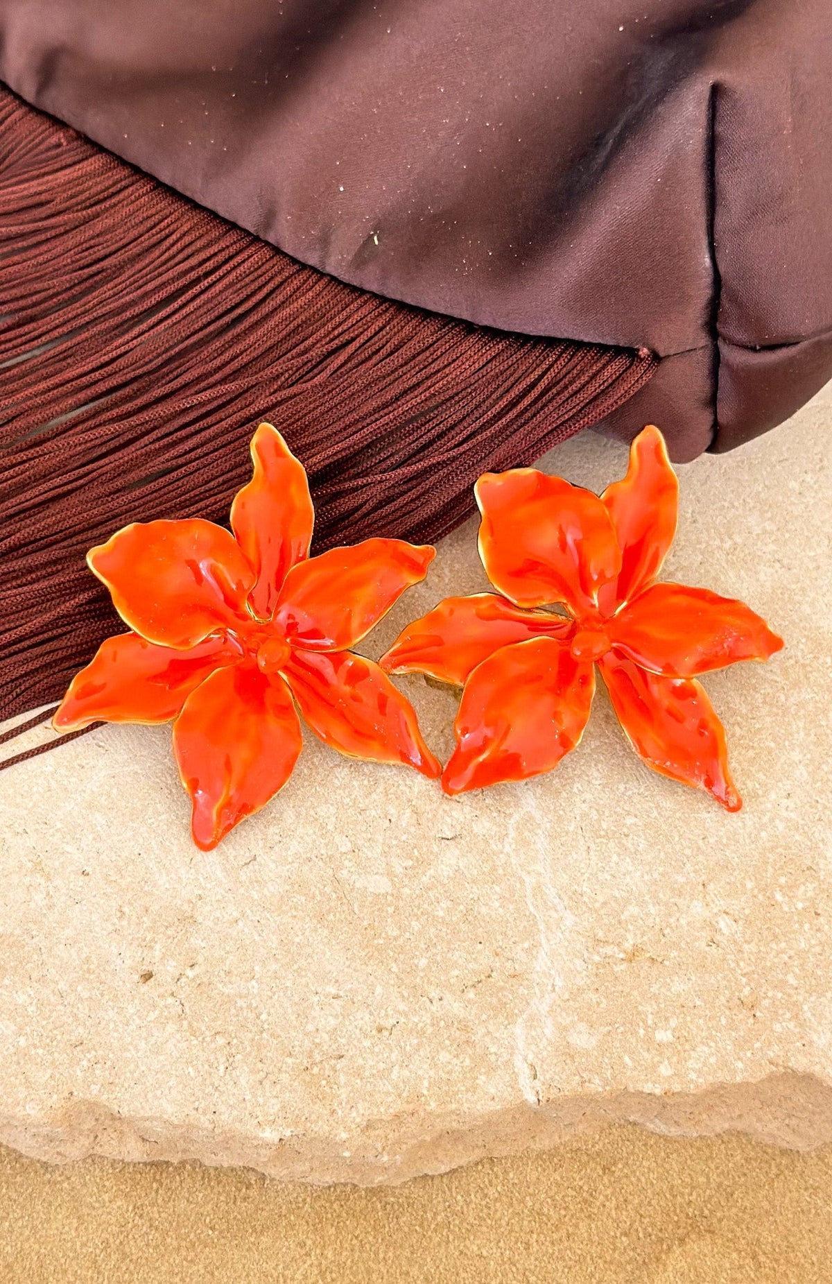 White Fox Lucas Earrings Orange/Gold