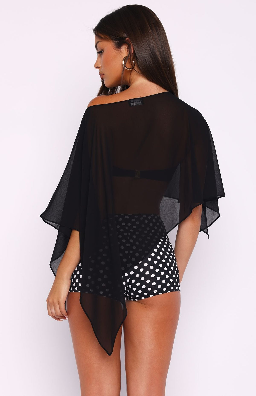 White Fox Feeling The Vibe Poncho Top Black