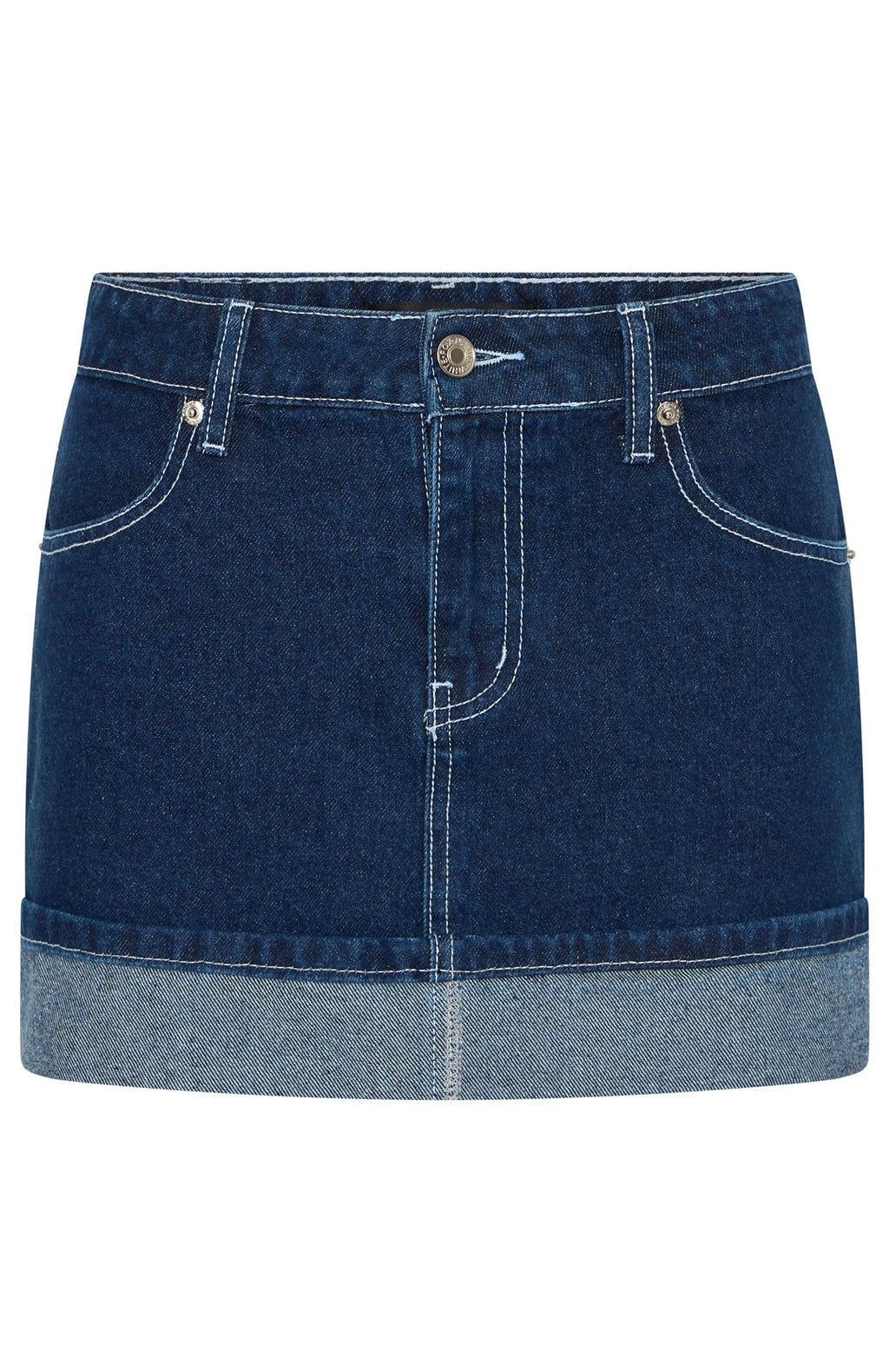 White Fox Charlotte Denim Mini Skirt Dark Indigo