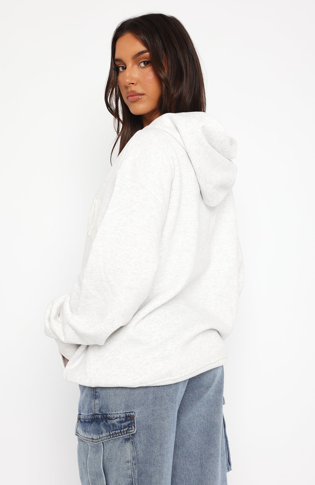 White Fox Shout It Out Oversized Hoodie Grey Marle