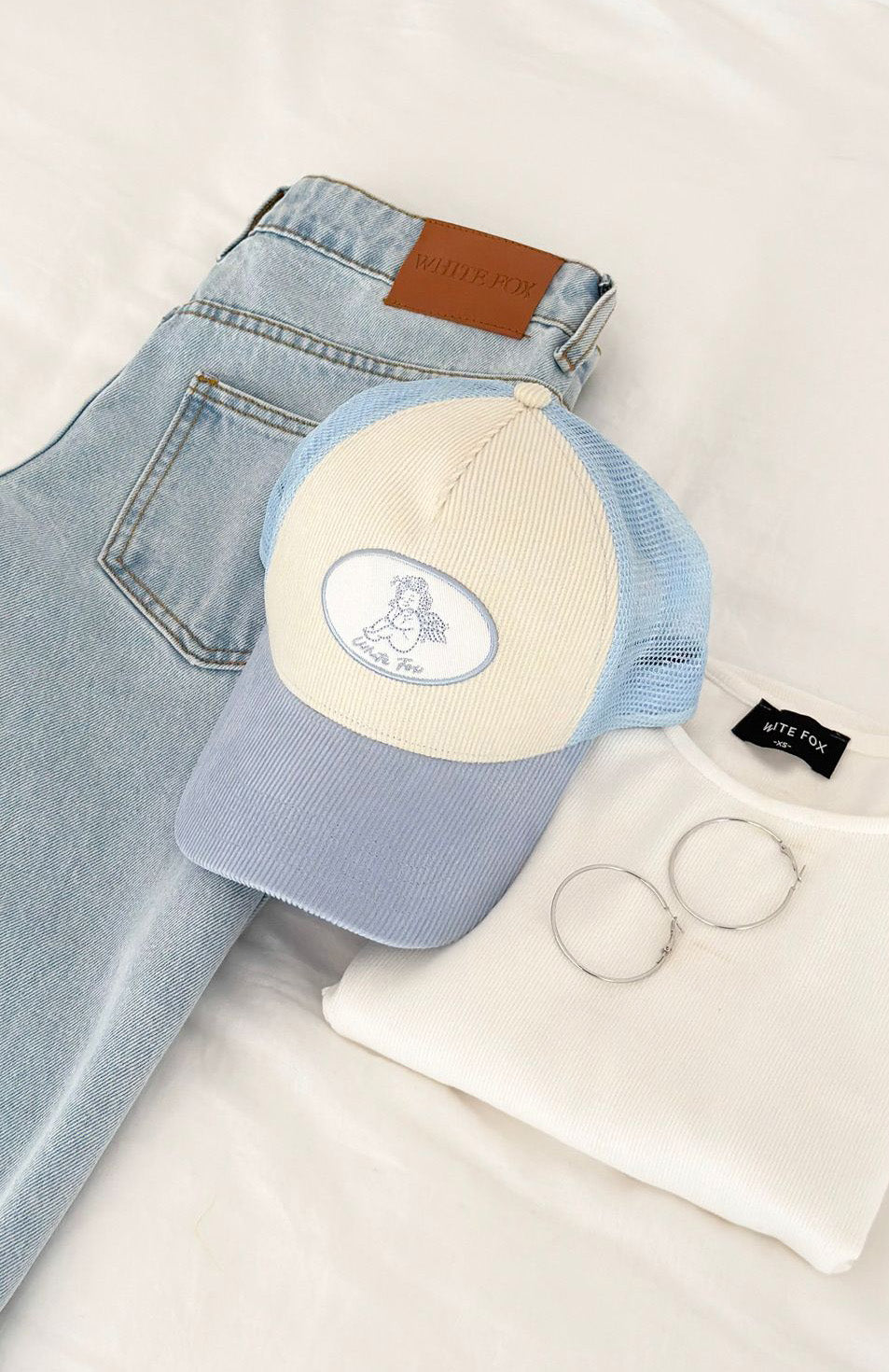 White Fox Just Too Cute Cap Baby Blue/Cream