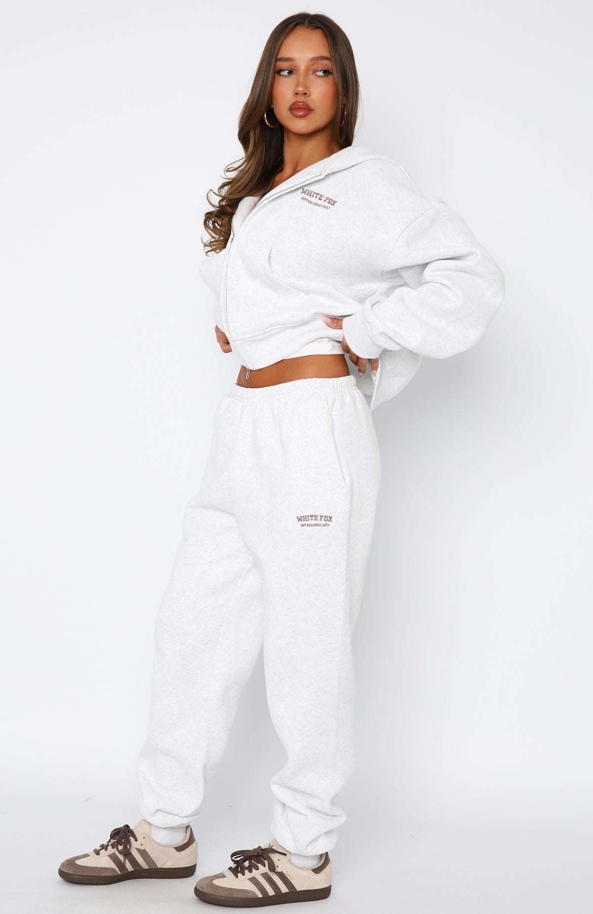 White Fox Can't Miss It Sweatpants Grey Marle/Rose Gold