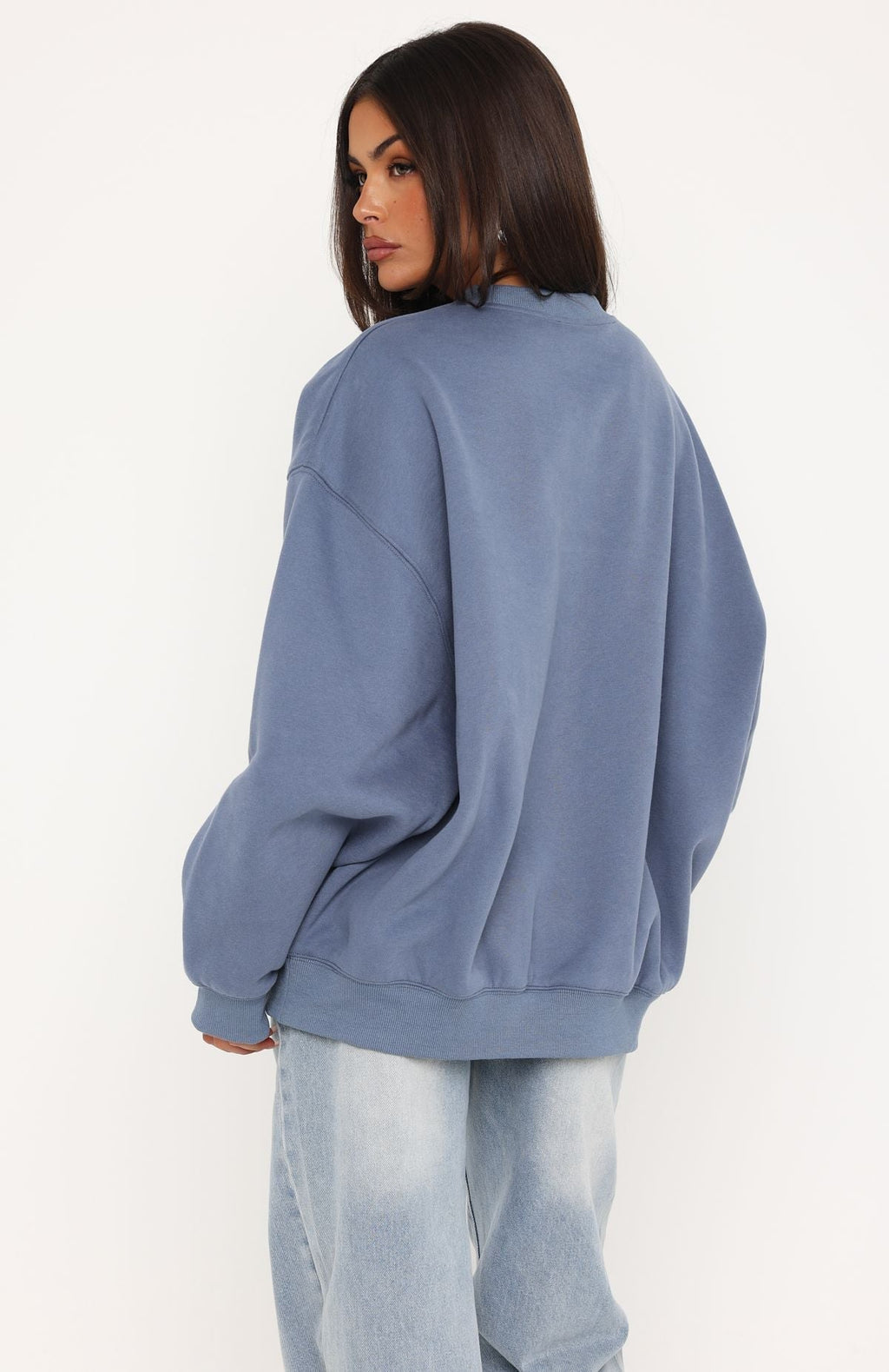 White Fox Take Another Chance Oversized Drop Shoulder Sweater Ocean