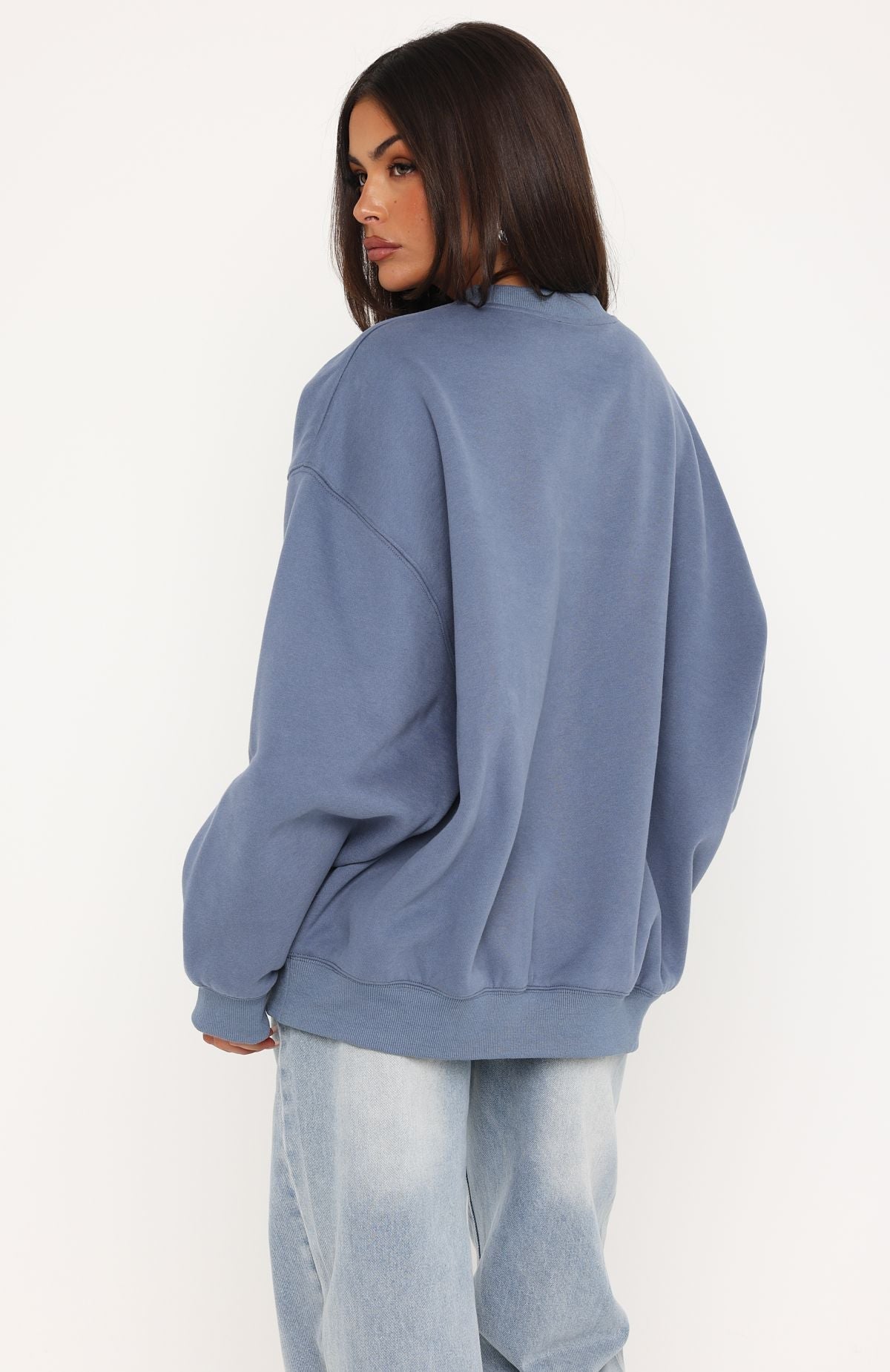 White Fox Take Another Chance Oversized Drop Shoulder Sweater Ocean