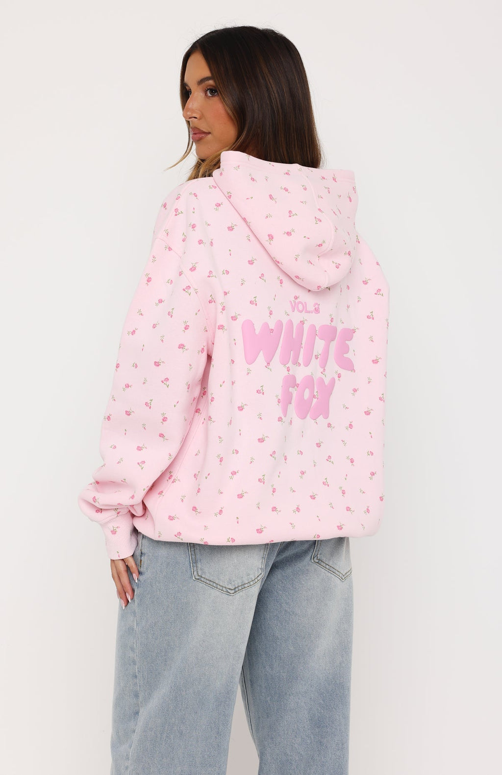 White Fox Offstage Printed Oversized Hoodie Posy Ditsy