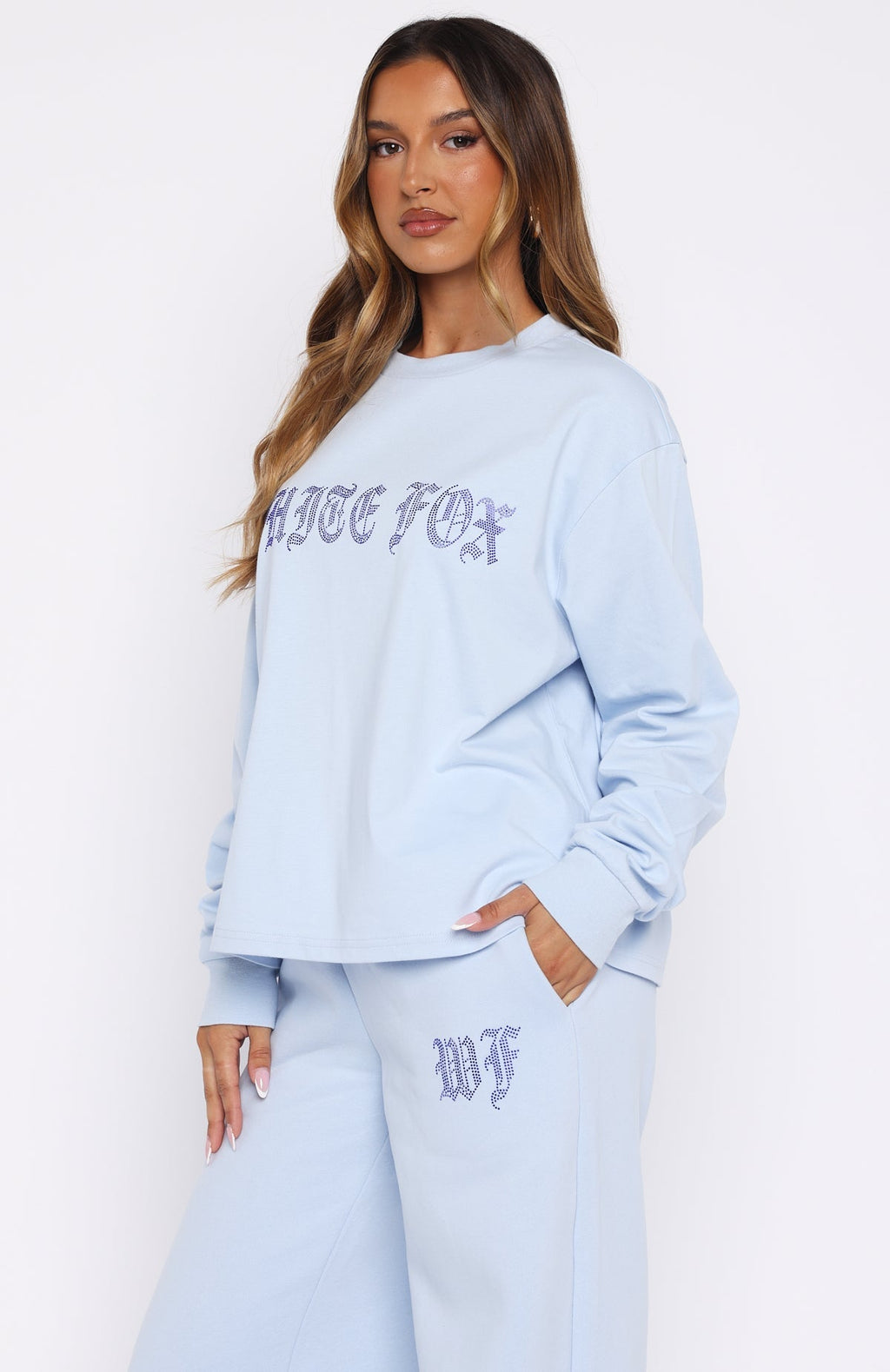 White Fox Lucky Ones Long Sleeve Tee Baby Blue
