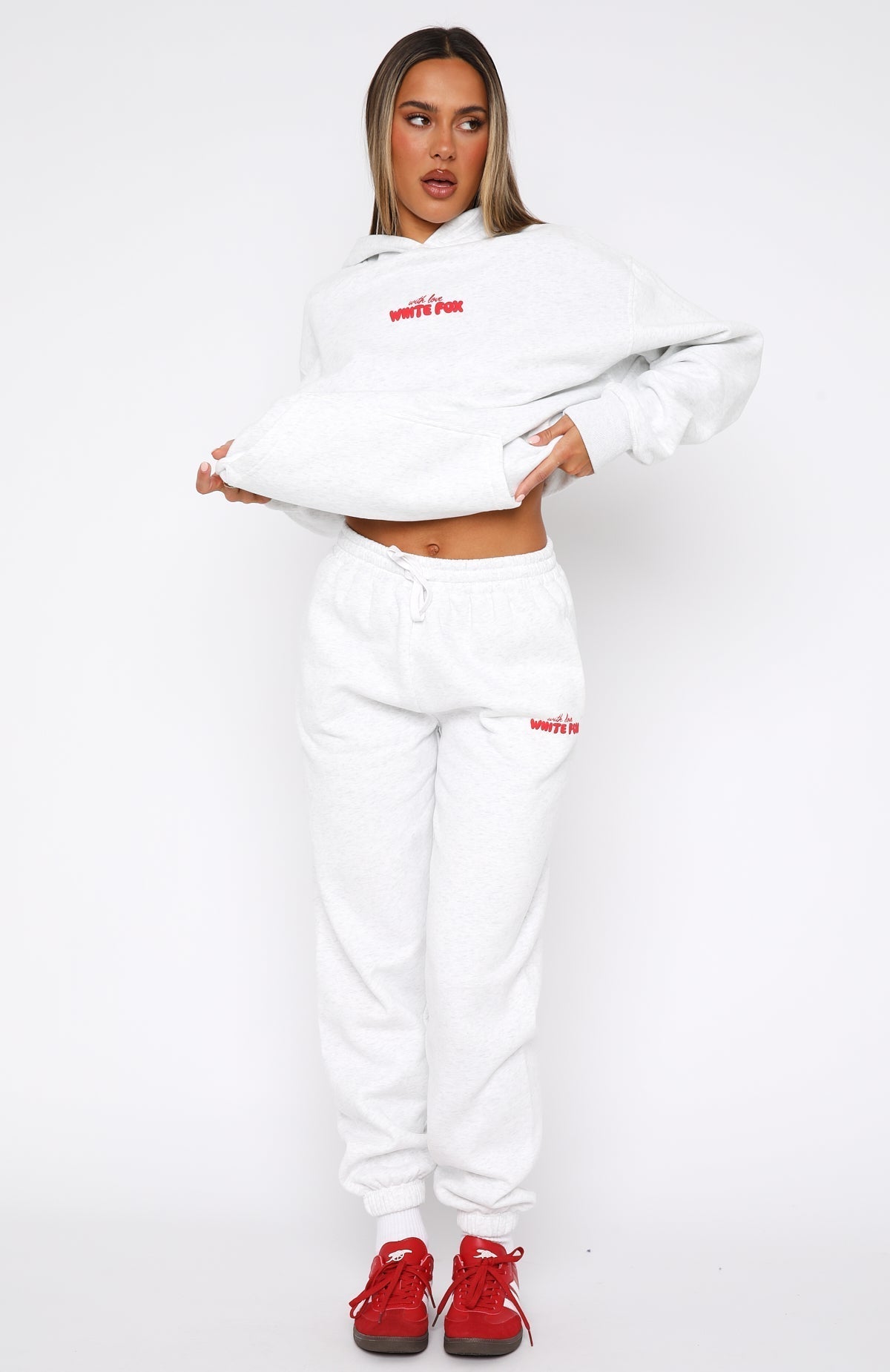 White Fox With Love In The Moment Sweatpants Grey Marle