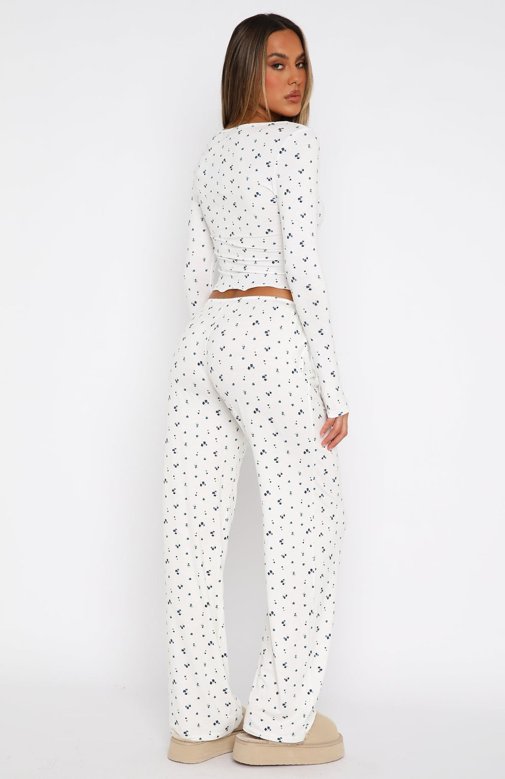 White Fox Dreamy Pyjama Pants Ditsy Blues