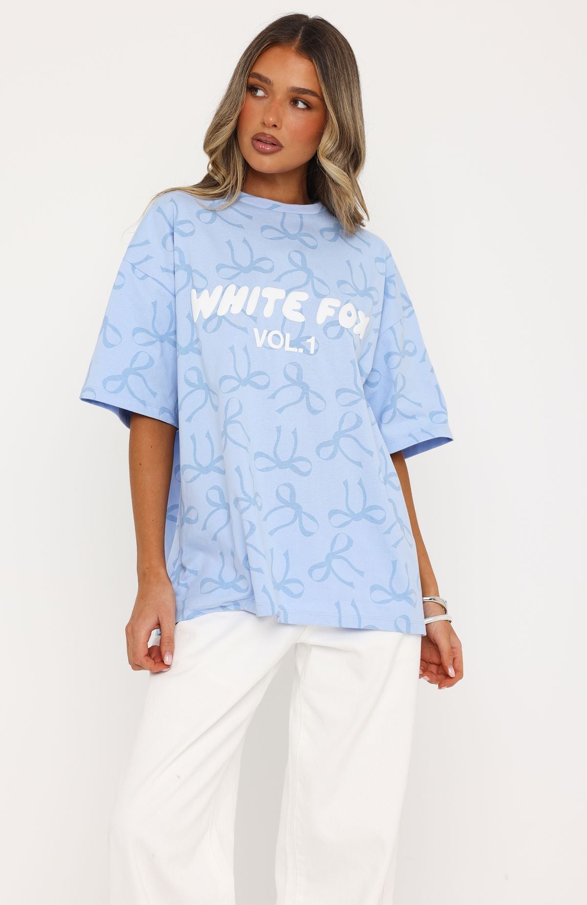White Fox Vol. 1 Oversized Tee Blue Bow