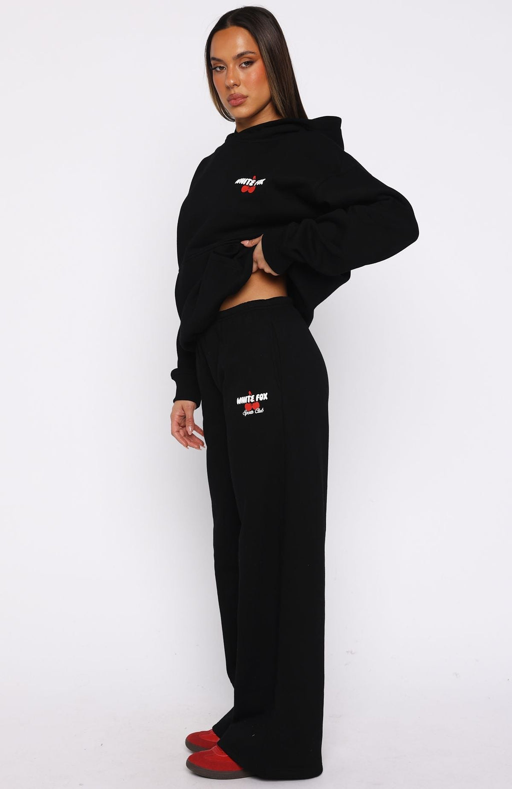 White Fox Club 14 Cassie Wide Leg Sweatpants Black
