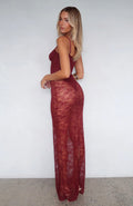 White Fox In The Atmosphere Lace Dress Wine