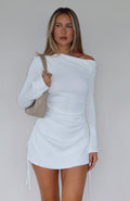 White Fox Moment For Life Long Sleeve Mini Dress Cream