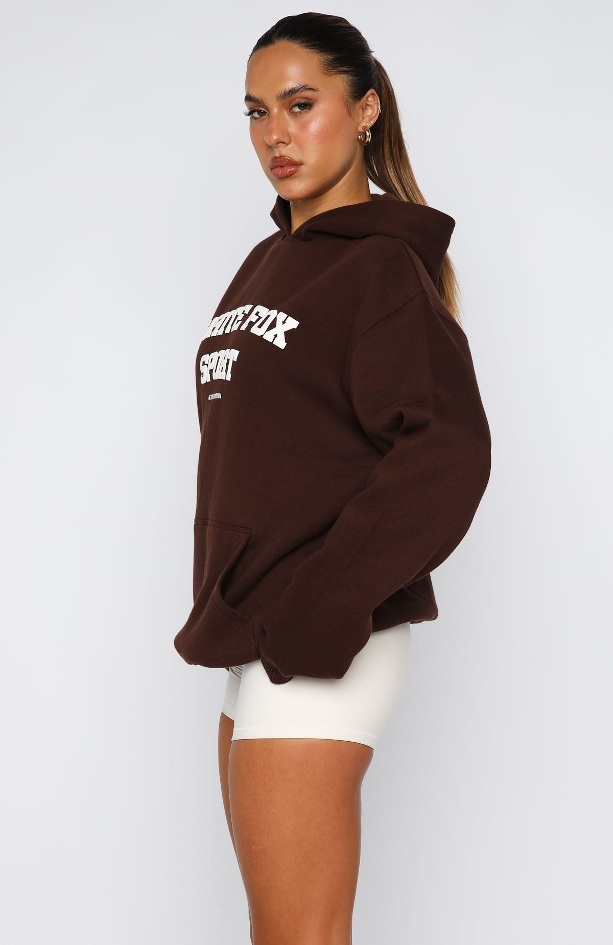 White Fox Winning Team Oversized Hoodie Chocolate