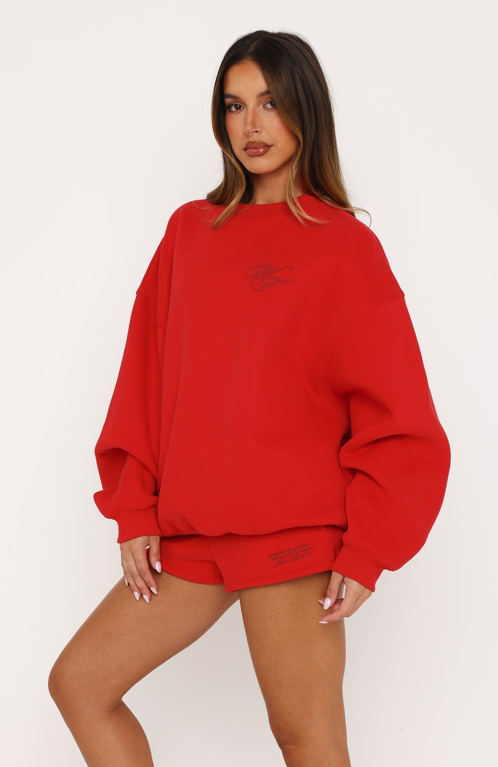 White Fox Studio 17 Raven Oversized Drop Shoulder Sweater Red