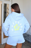 White Fox Keep Blooming Oversized Hoodie Blue
