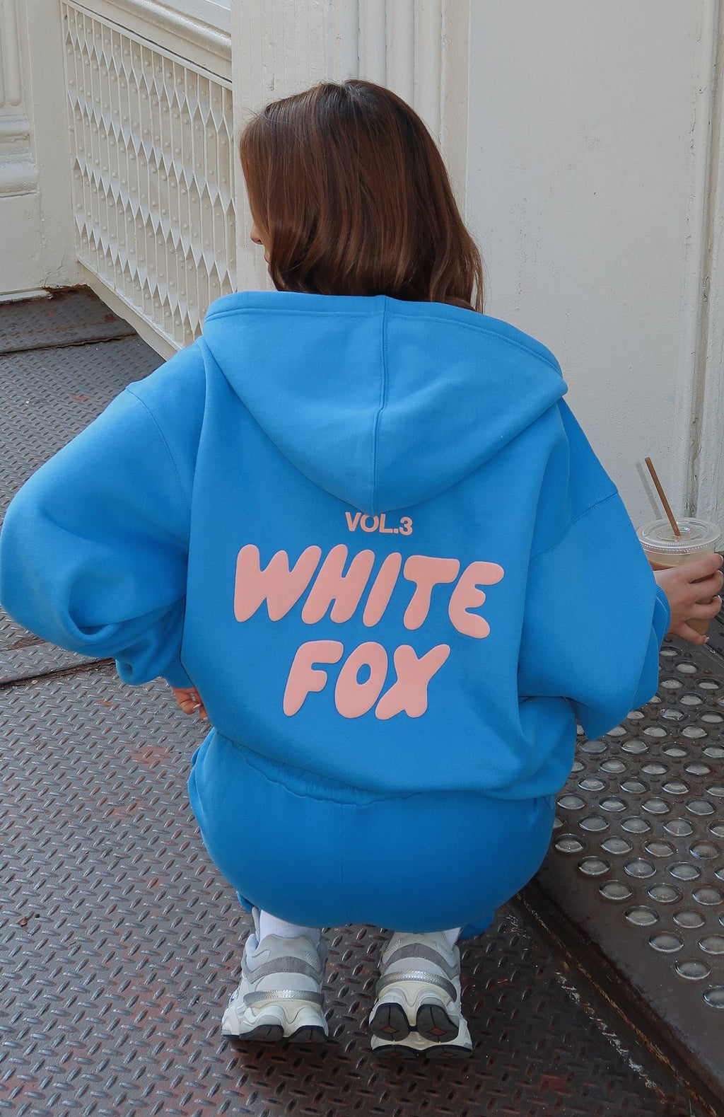 White Fox Offstage Zip Front Hoodie Azure