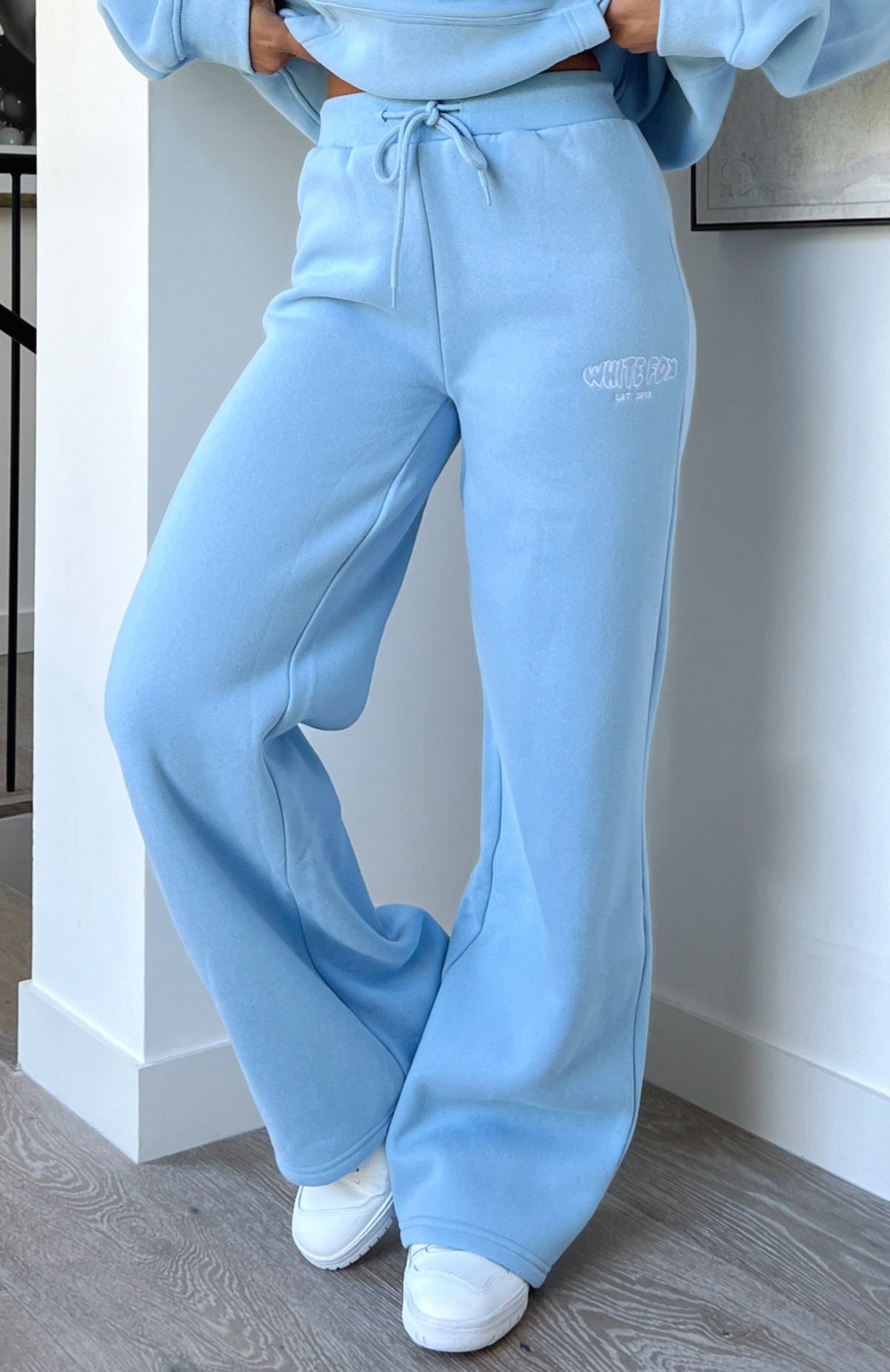 White Fox Missed Flights Wide Leg Sweatpants Soft Blue