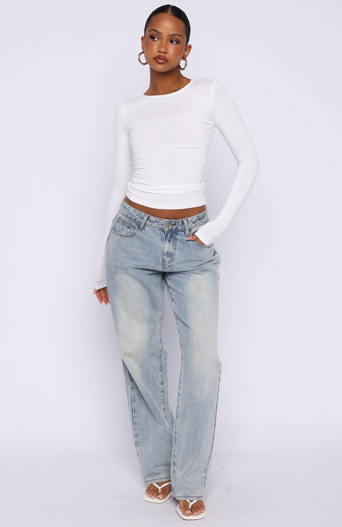 White Fox Only For Tonight Long Sleeve Top White