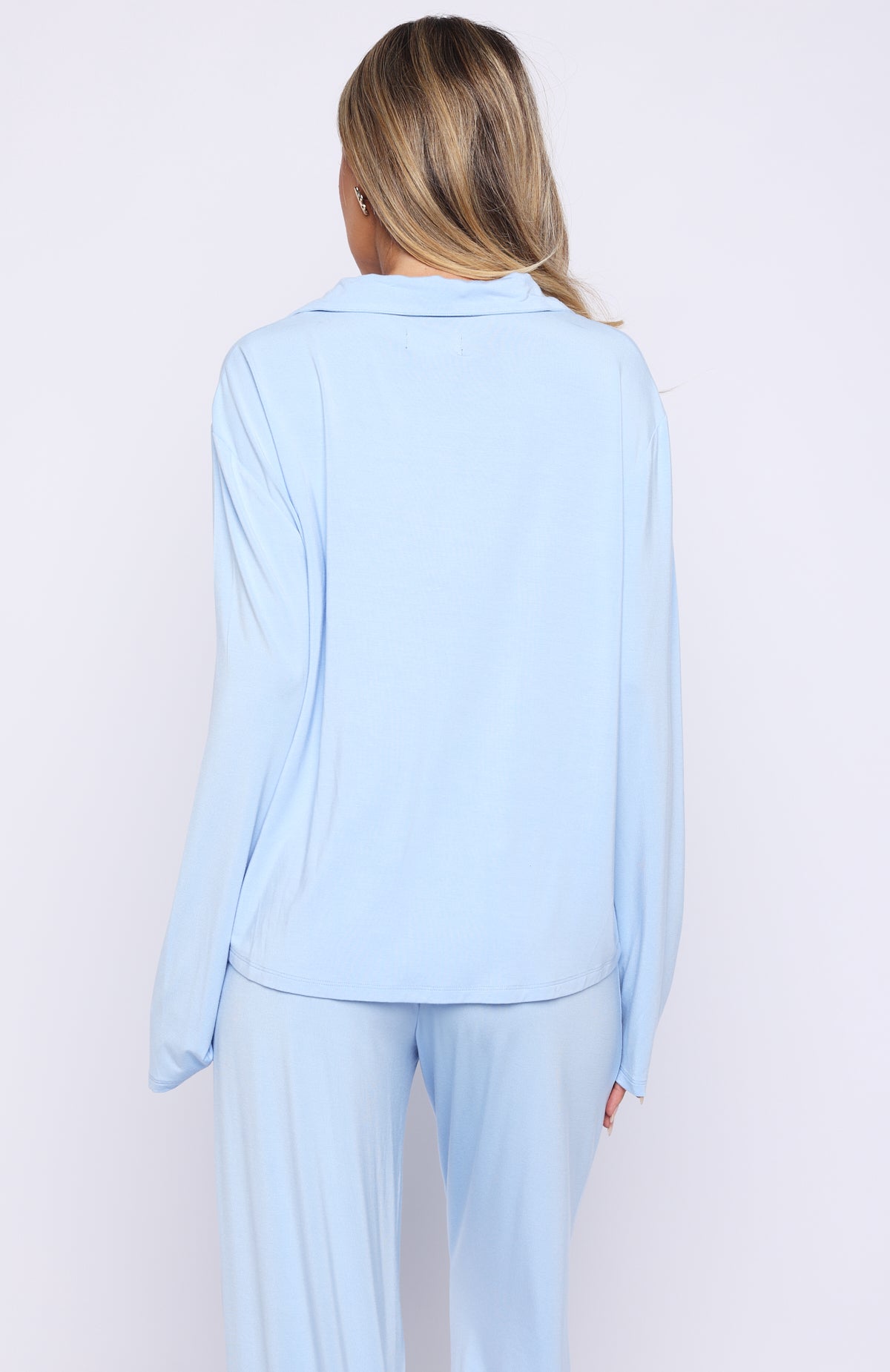 White Fox Bridal Party Long Sleeve Pyjama Set Baby Blue