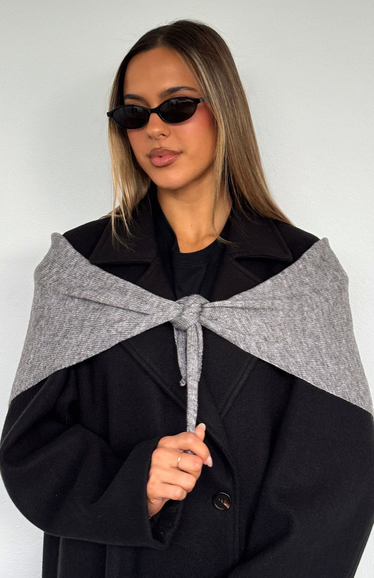 White Fox Audrey Triangle Scarf Charcoal