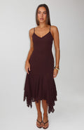 White Fox Butterfly Kisses Midi Dress Chocolate