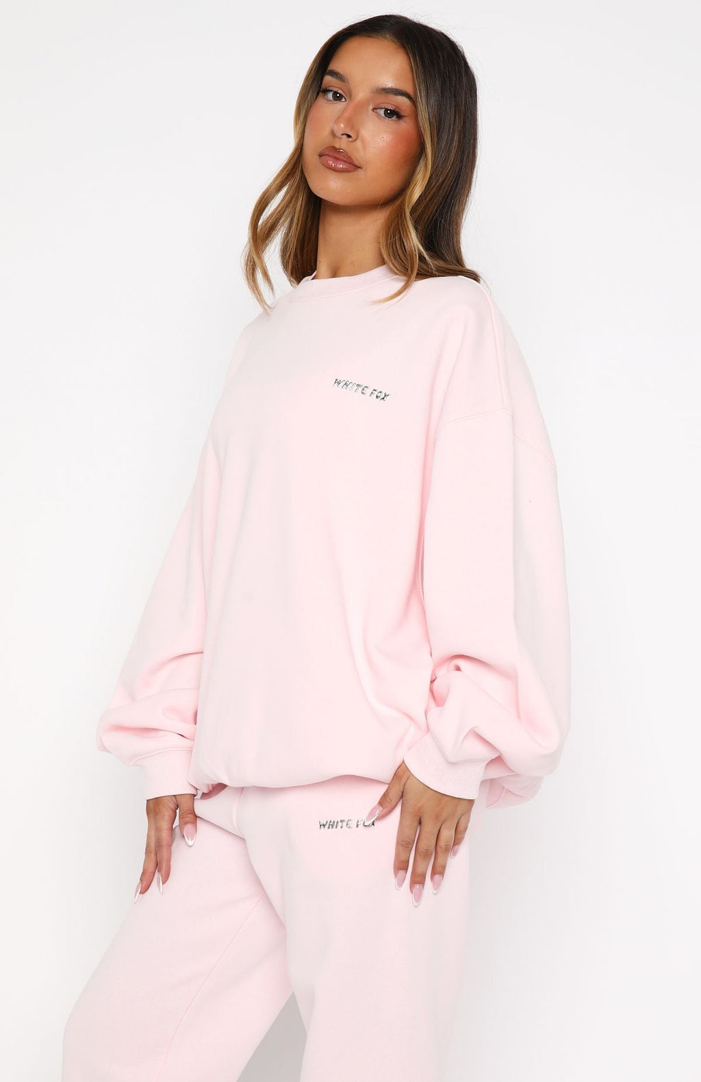 White Fox Test Drive Oversized Sweater Icy Pink