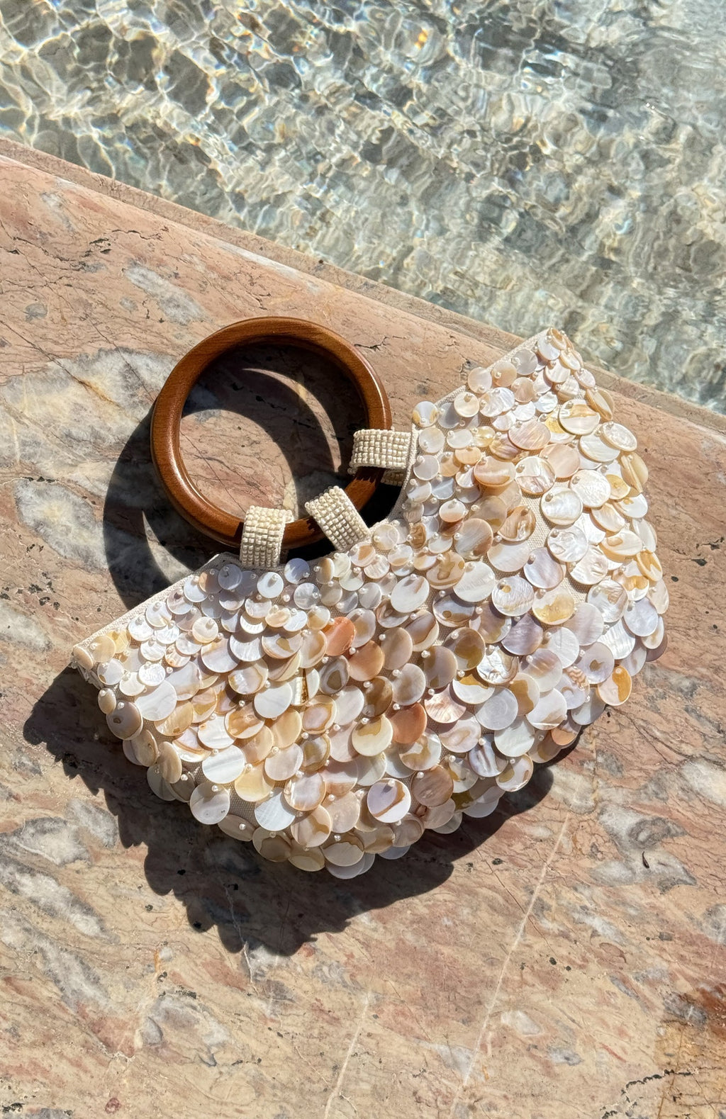 White Fox Alessandra Shell Top Handle Bag Cream