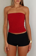 White Fox Passing By You Strapless Top Red