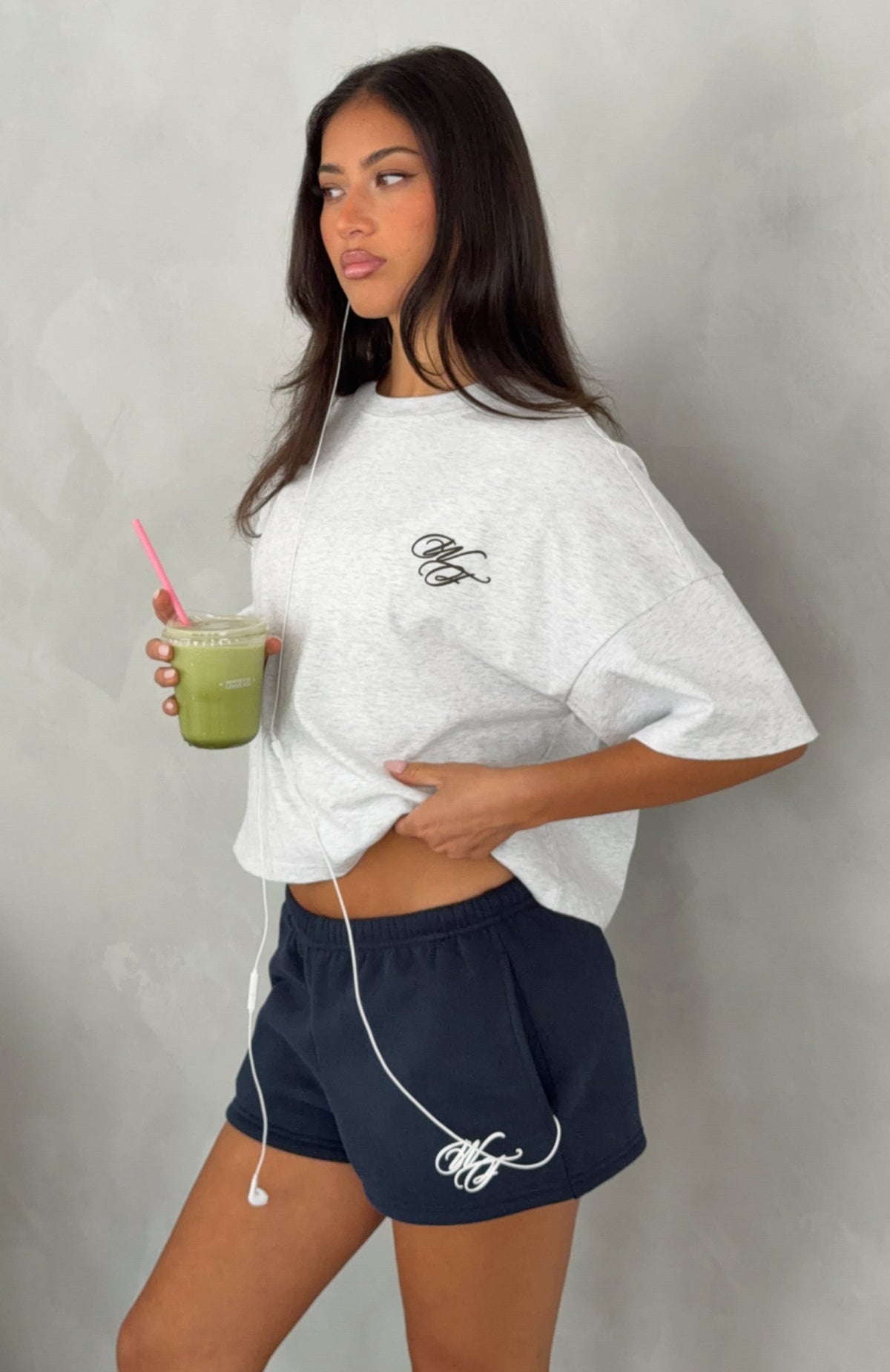 White Fox Studio 17 Raven Boxy Oversized Tee Grey Marle