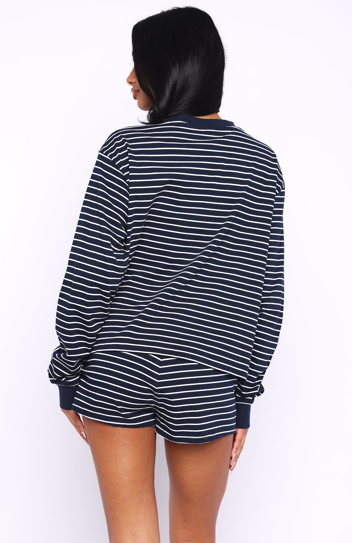 White Fox Touchdown Long Sleeve Tee Navy Stripe