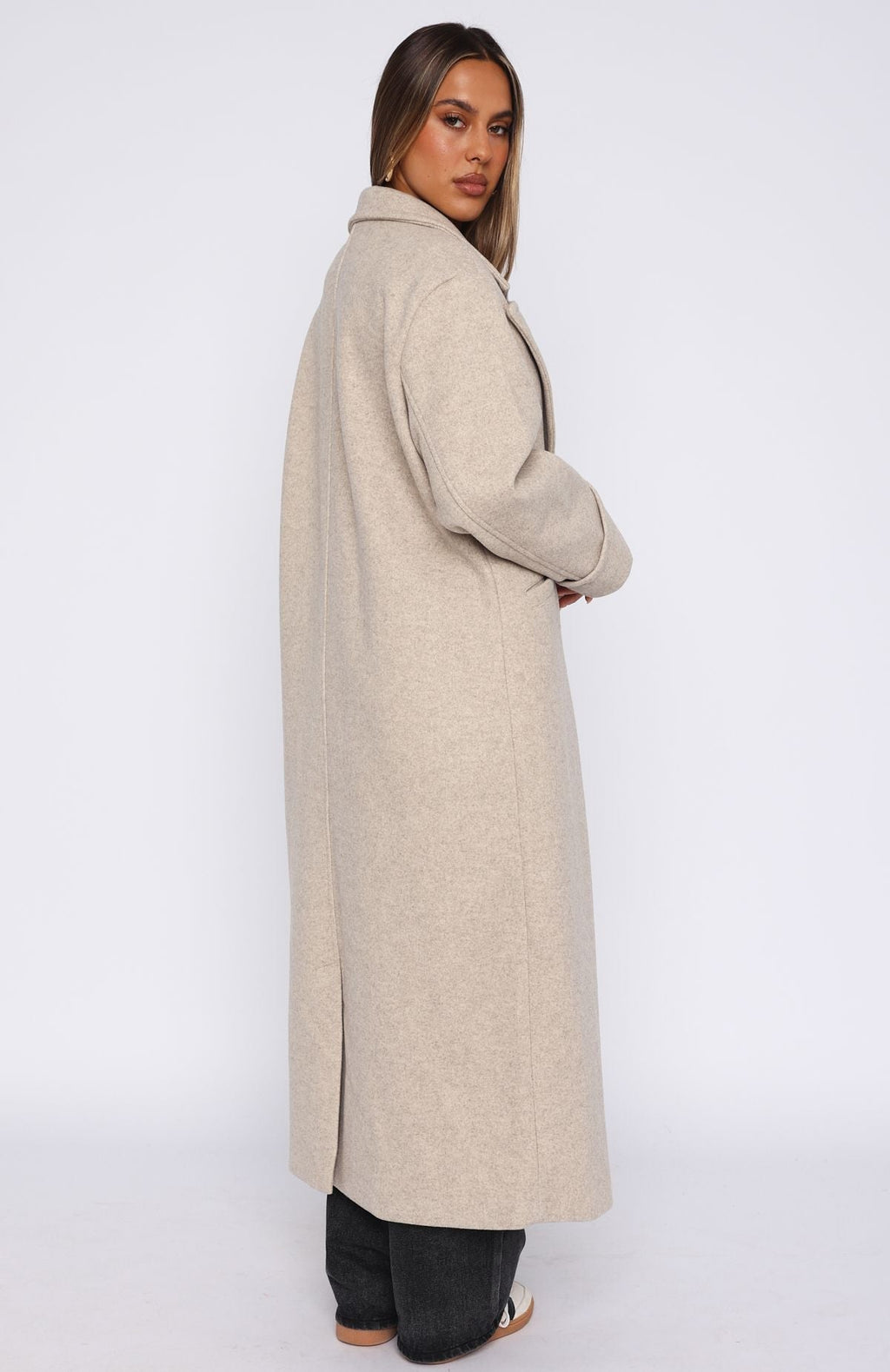 White Fox Winter Holiday Oversized Coat Oat