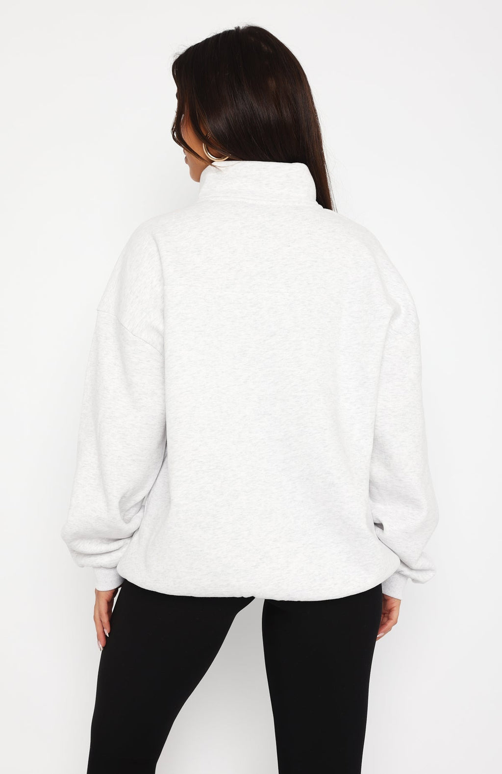 White Fox Where Did You Go Zip Front Sweater Grey Marle